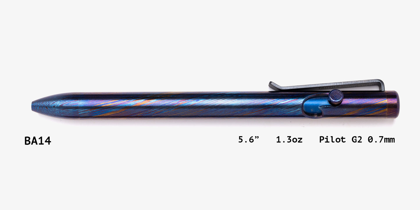 Full Titanium Damascus Bolt Action Pens