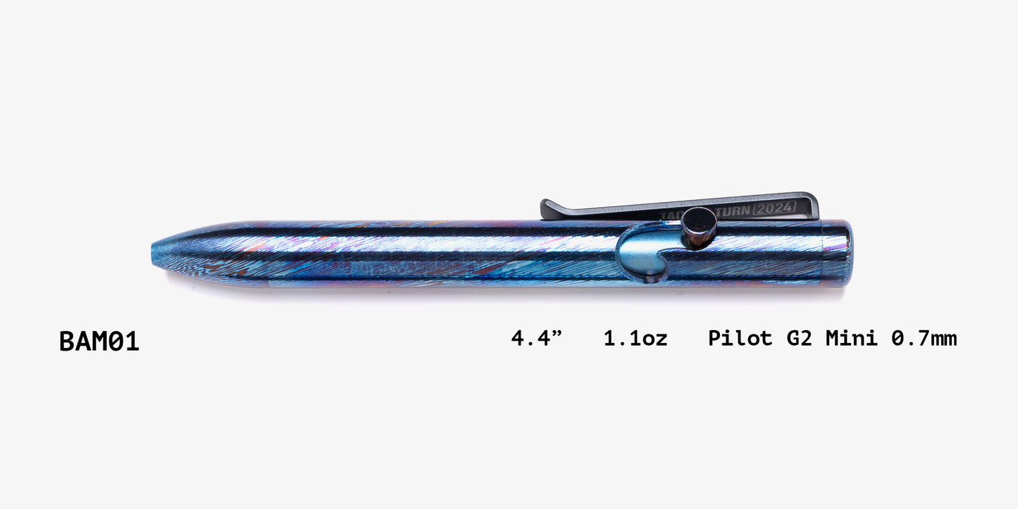 Full Titanium Damascus Bolt Action Pens