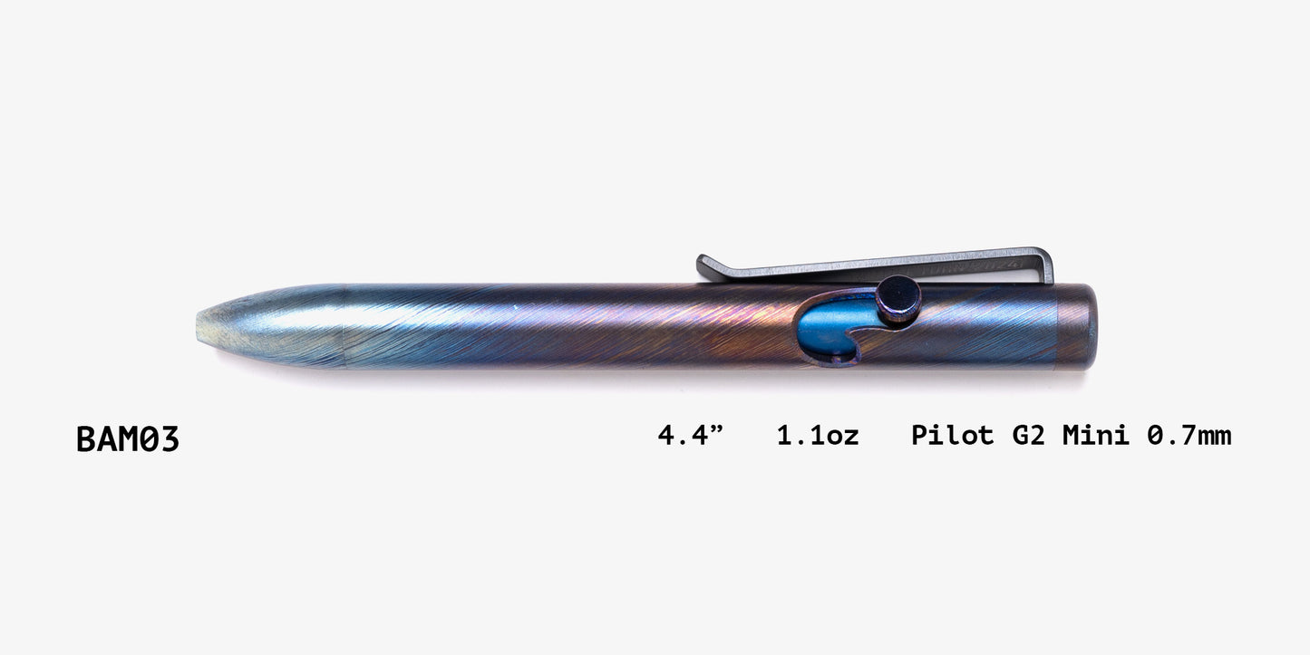 Full Titanium Damascus Bolt Action Pens