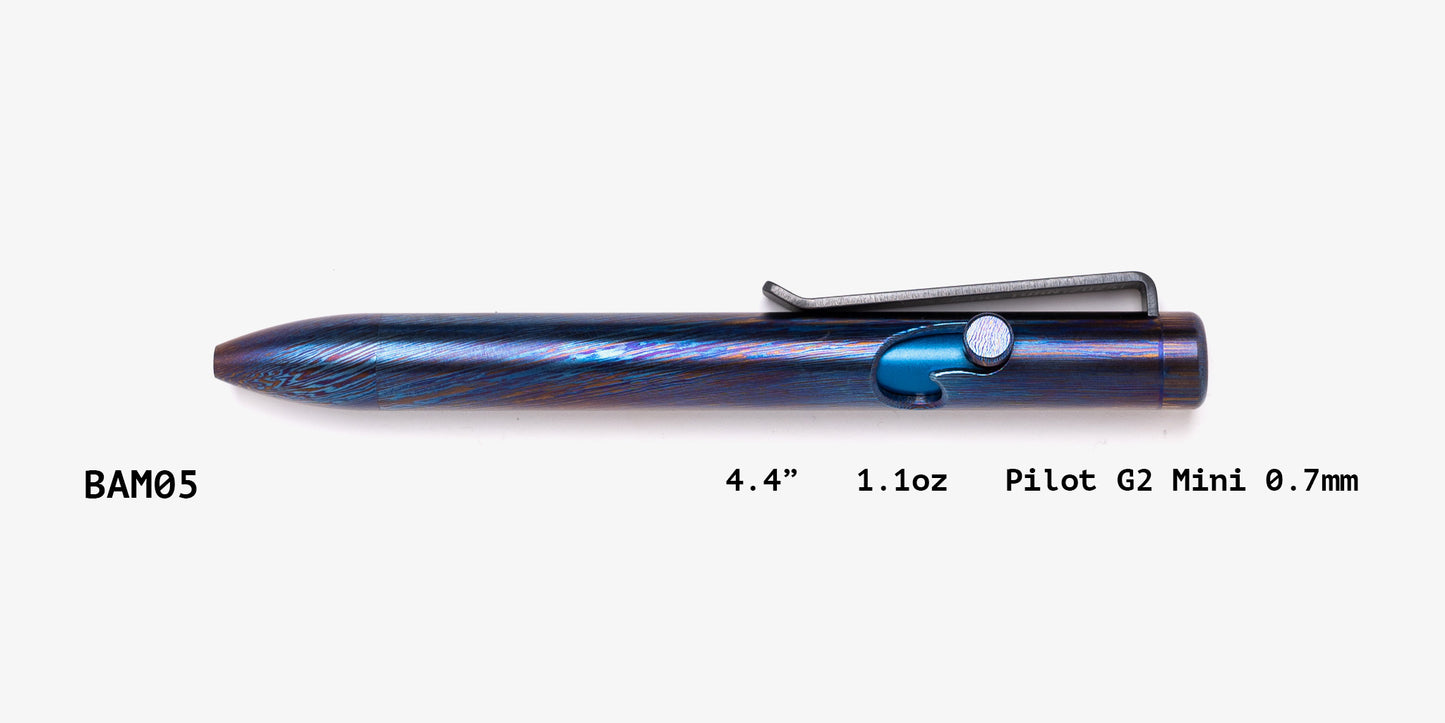 Full Titanium Damascus Bolt Action Pens