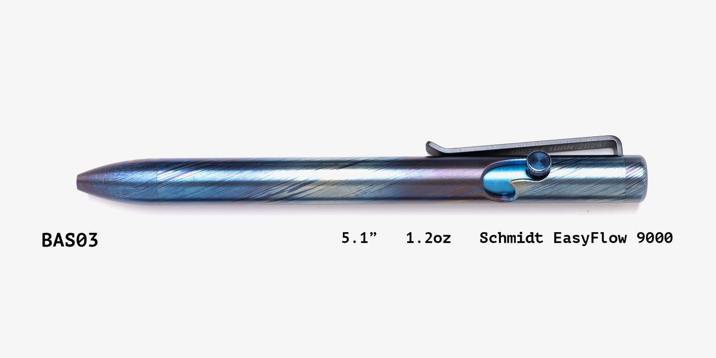 Full Titanium Damascus Bolt Action Pens
