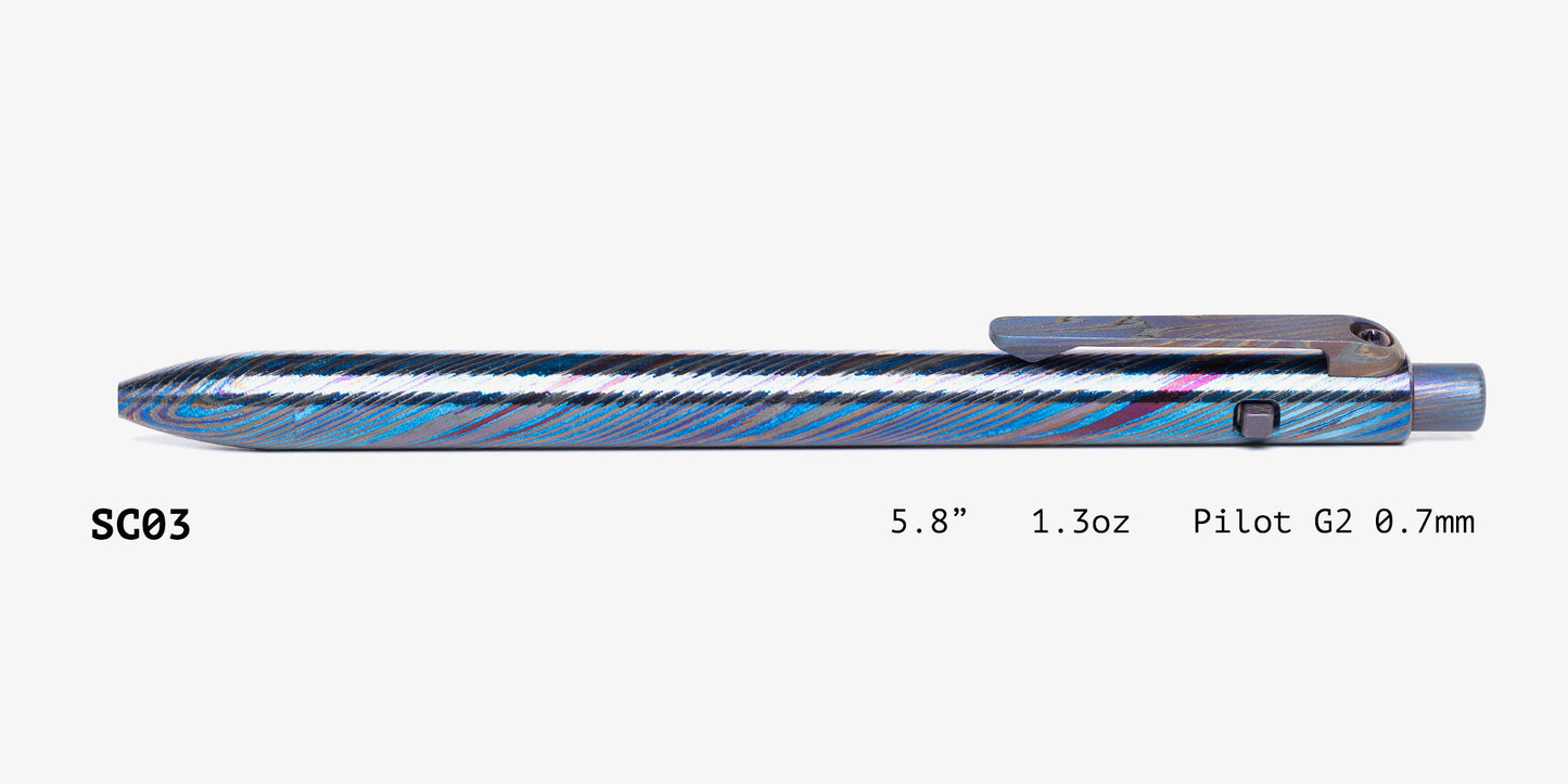 Full Zirconium Damascus Side Click Pen