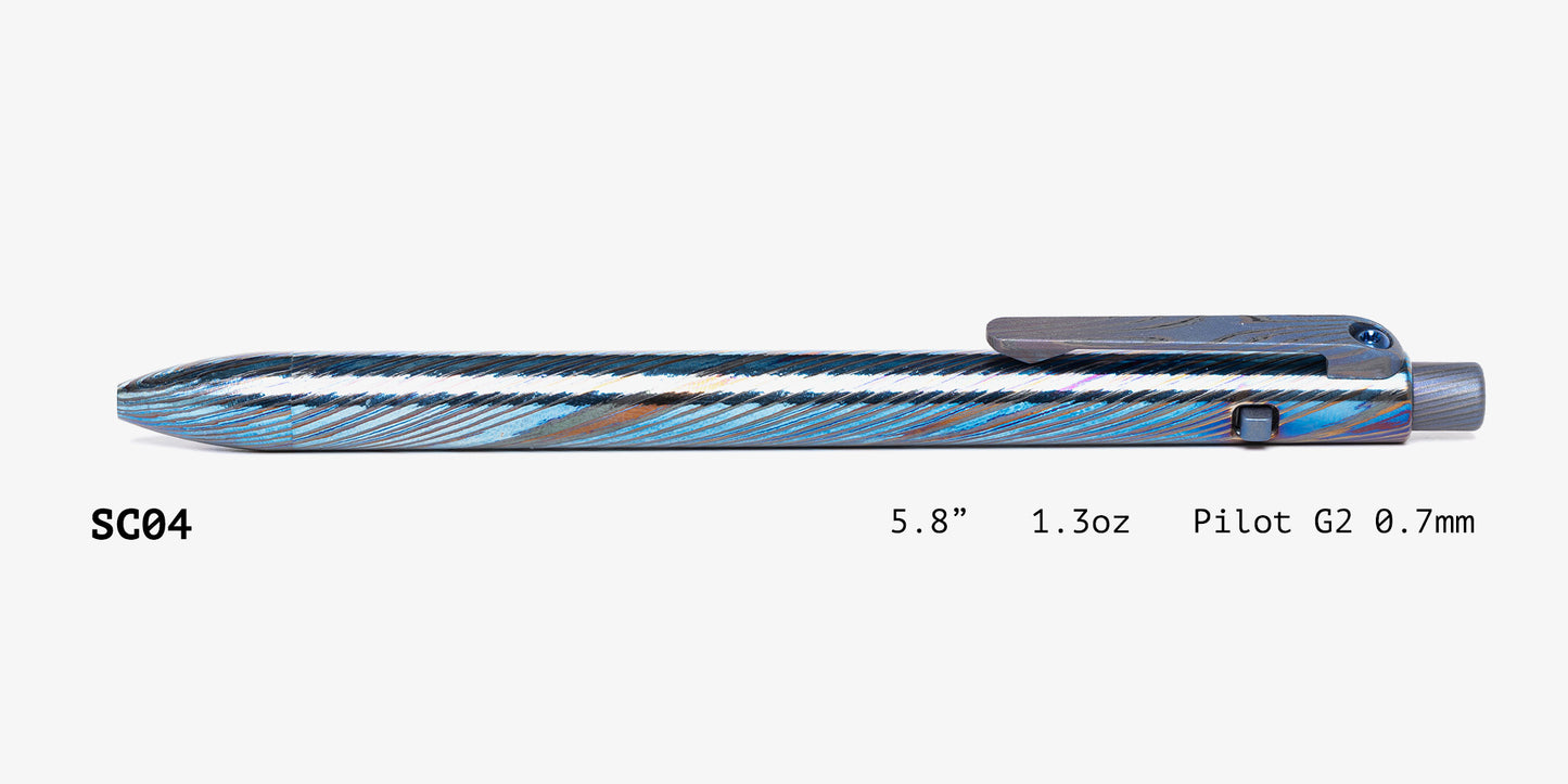 Full Zirconium Damascus Side Click Pen