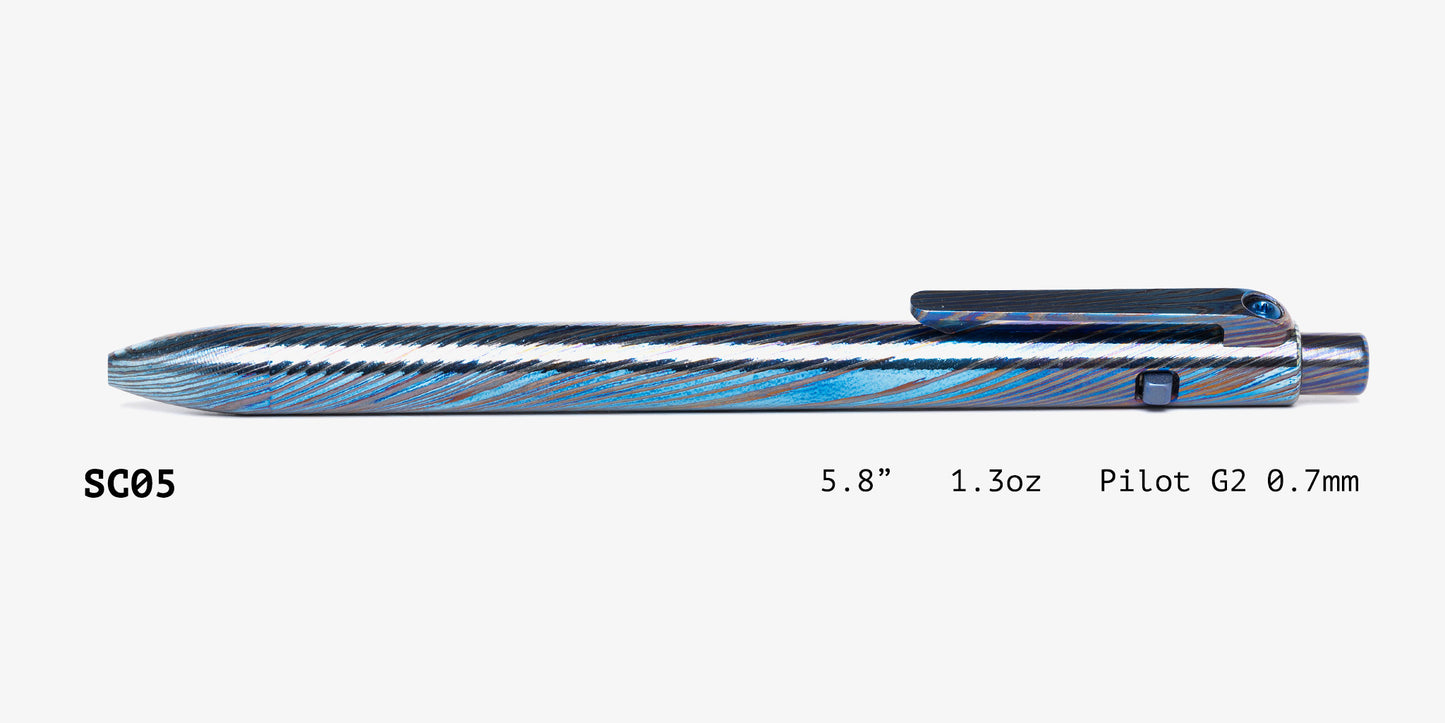 Full Zirconium Damascus Side Click Pen