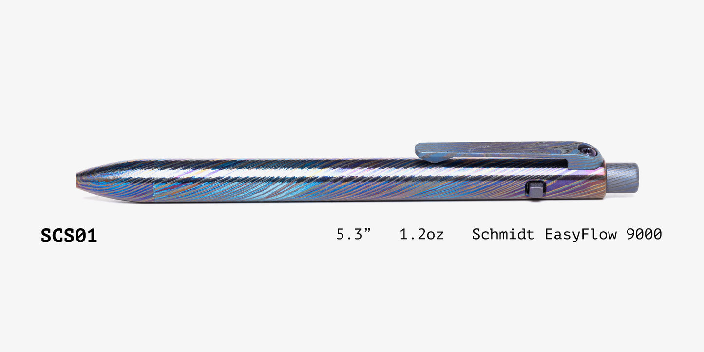 Full Zirconium Damascus Side Click Pen