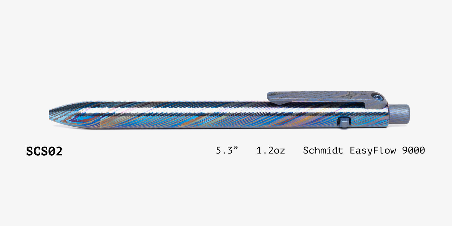 Full Zirconium Damascus Side Click Pen
