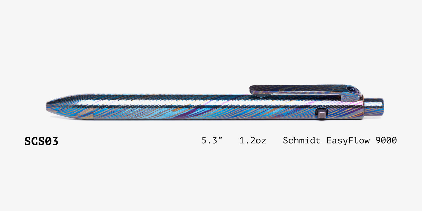 Full Zirconium Damascus Side Click Pen