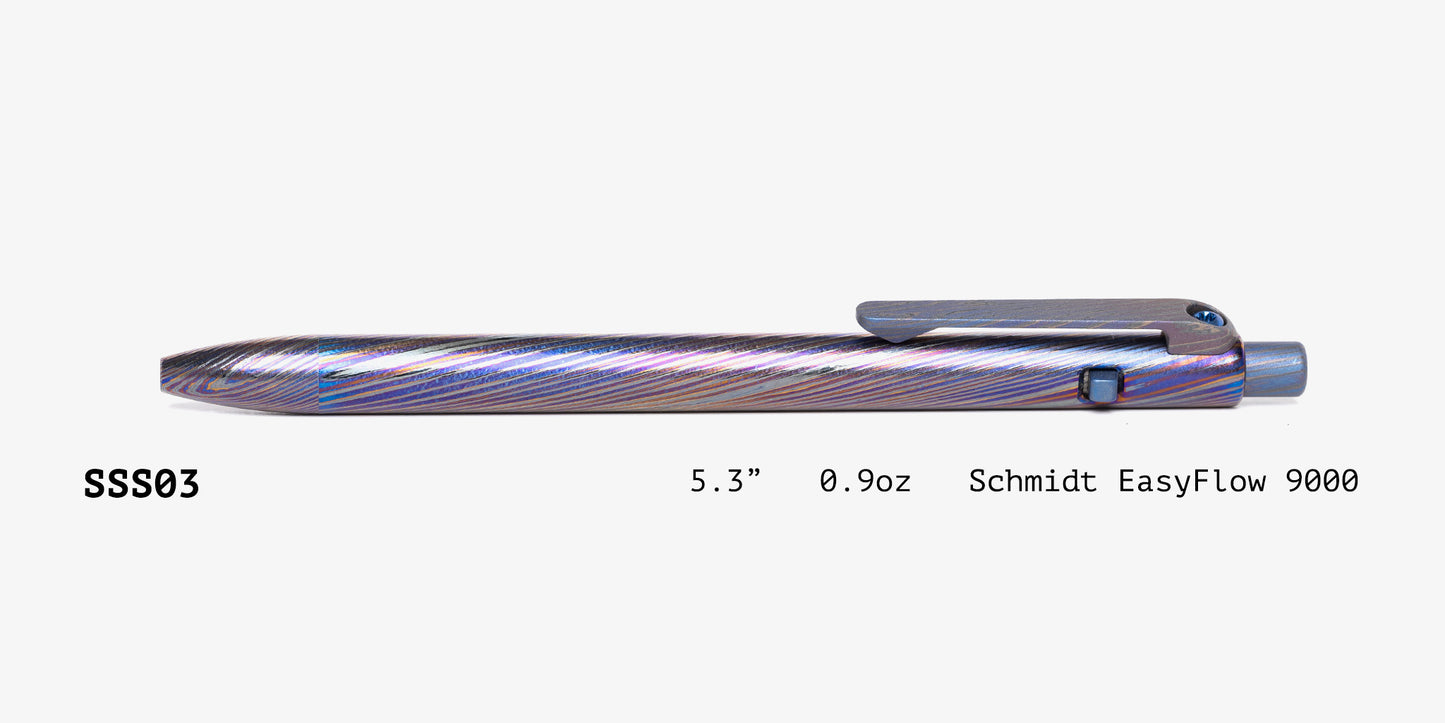 Full Zirconium Damascus Slim Side Click Pen