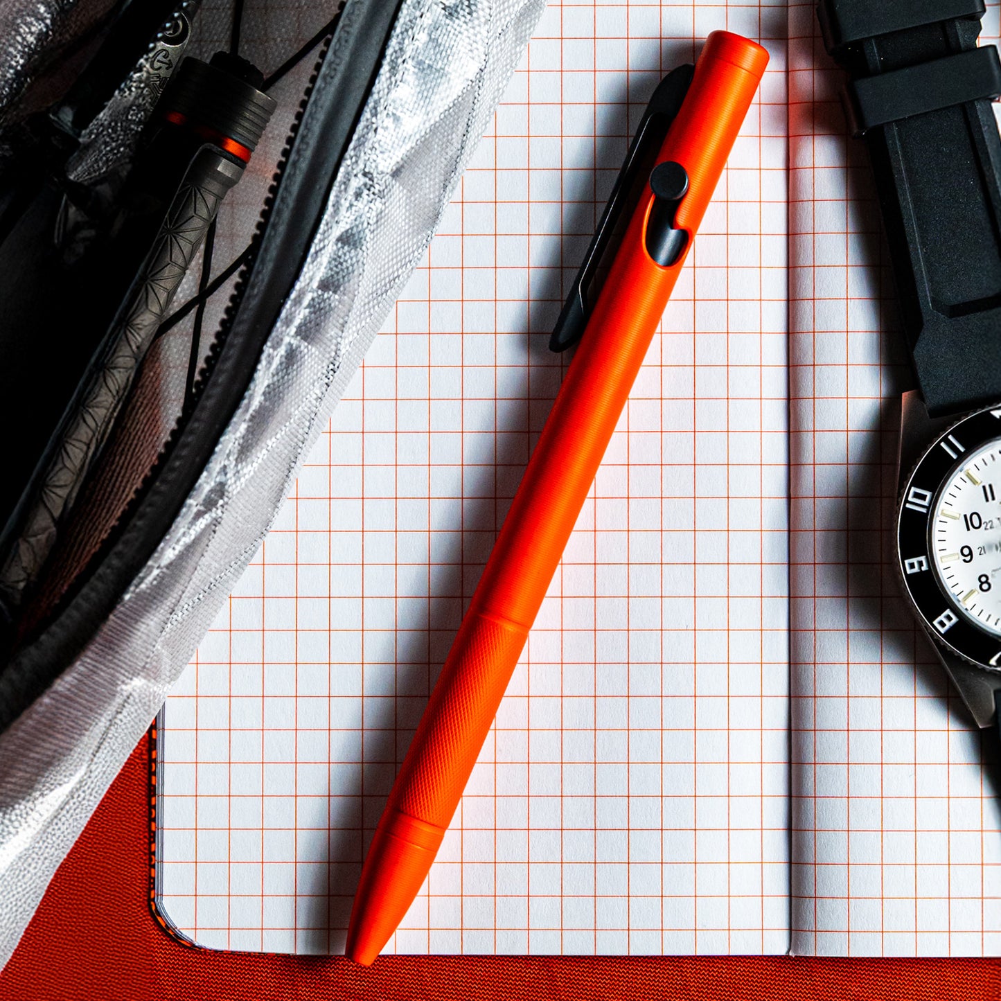 Carryology Blaze Orange Limited Essentials Slim Bolt Action Pen