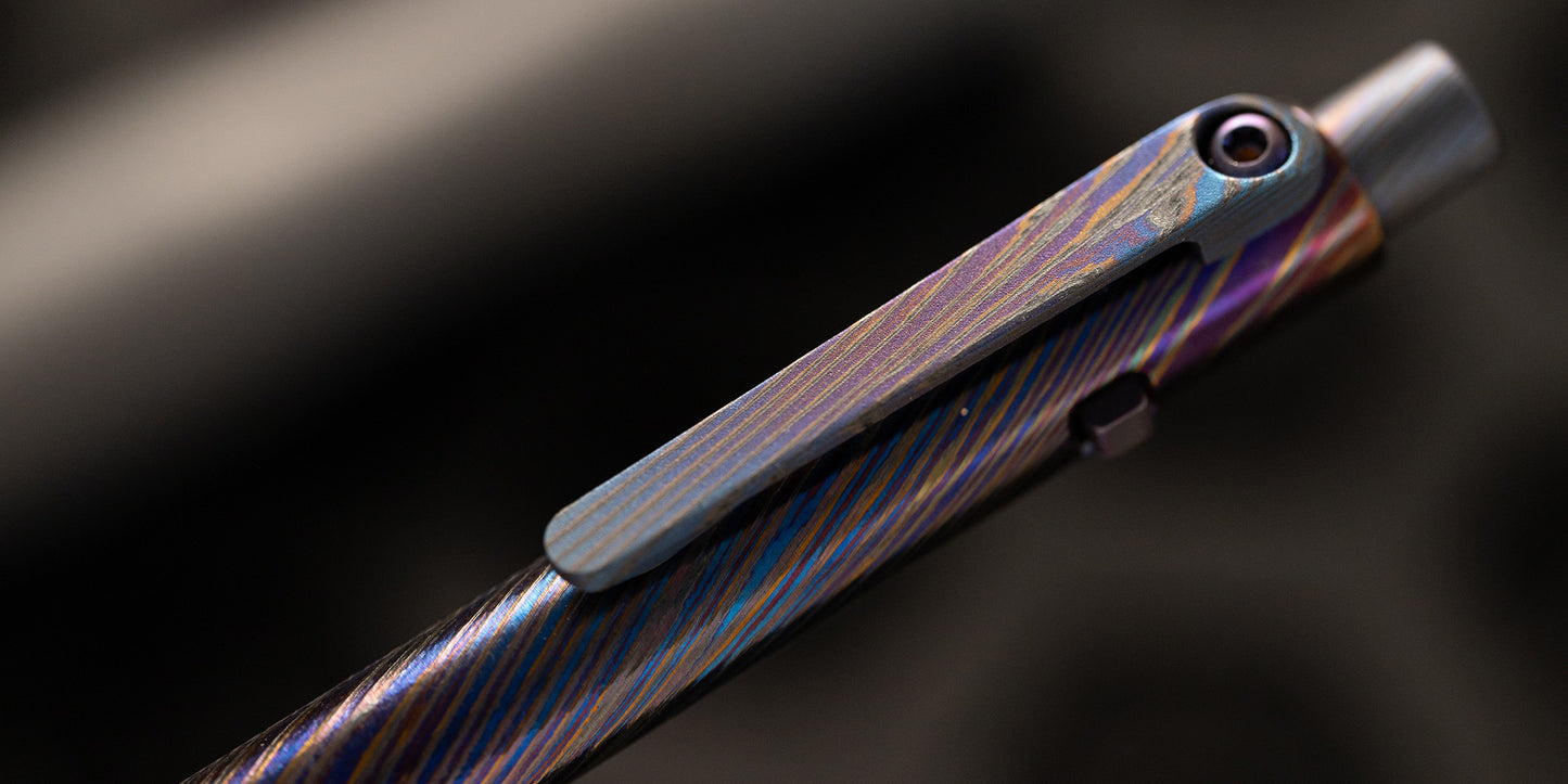 Full Zirconium Damascus Side Click Pen
