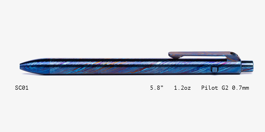 Full Titanium Damascus Side Click Pens