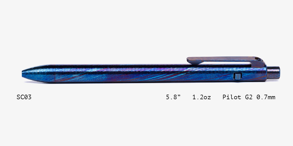 Full Titanium Damascus Side Click Pens