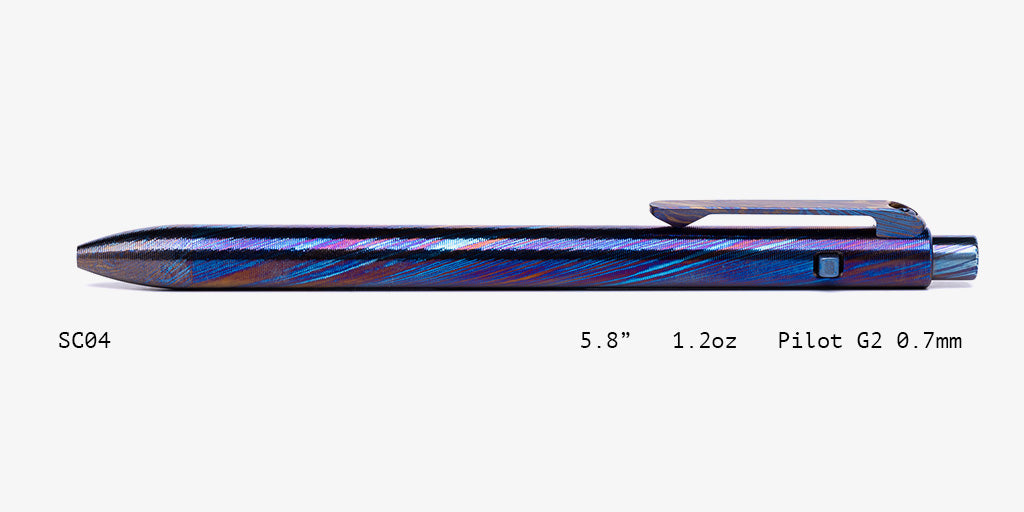 Full Titanium Damascus Side Click Pens