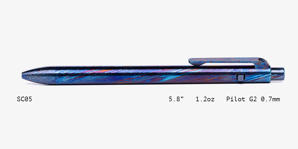 Full Titanium Damascus Side Click Pens