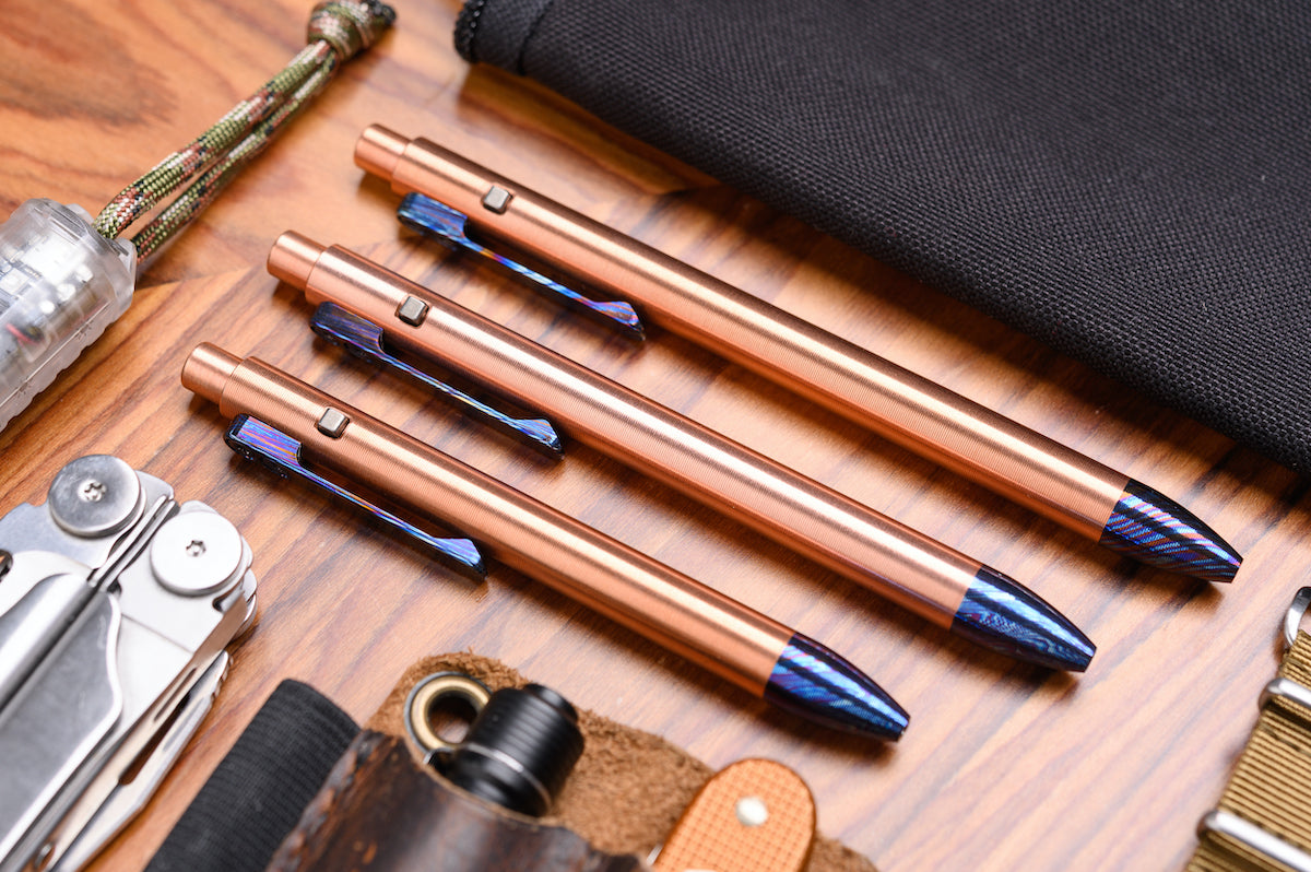 Titanium Damascus Side Click Pens