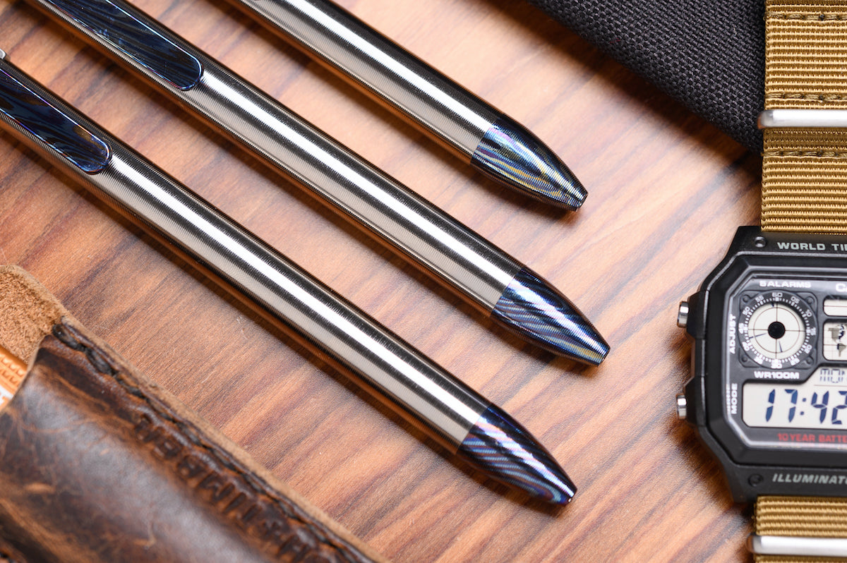 Titanium Damascus Side Click Pens