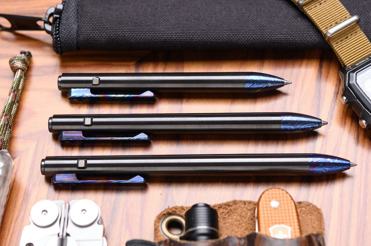 Titanium Damascus Side Click Pens