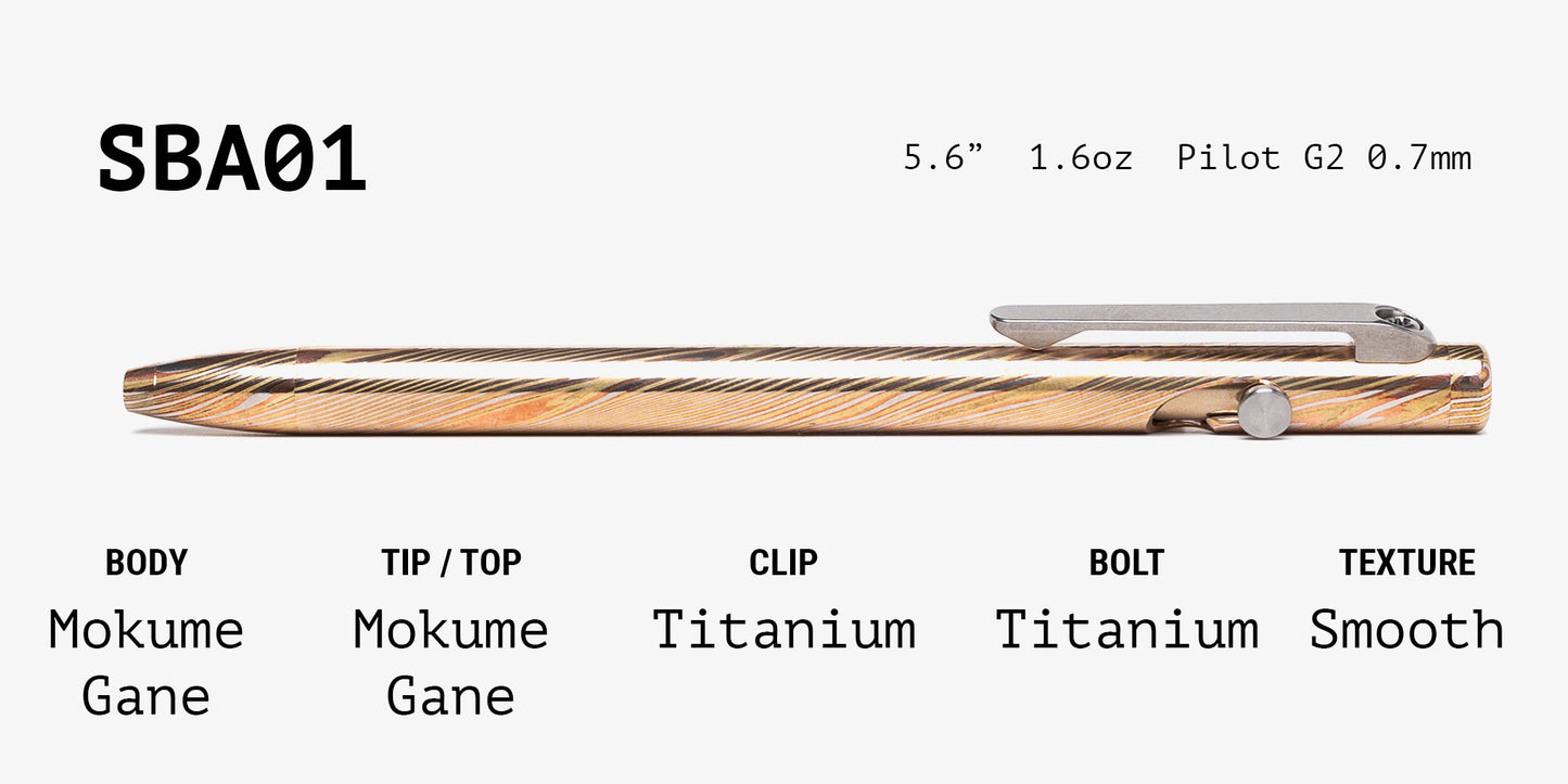 Full Mokume Gane Slim Bolt Action Pen