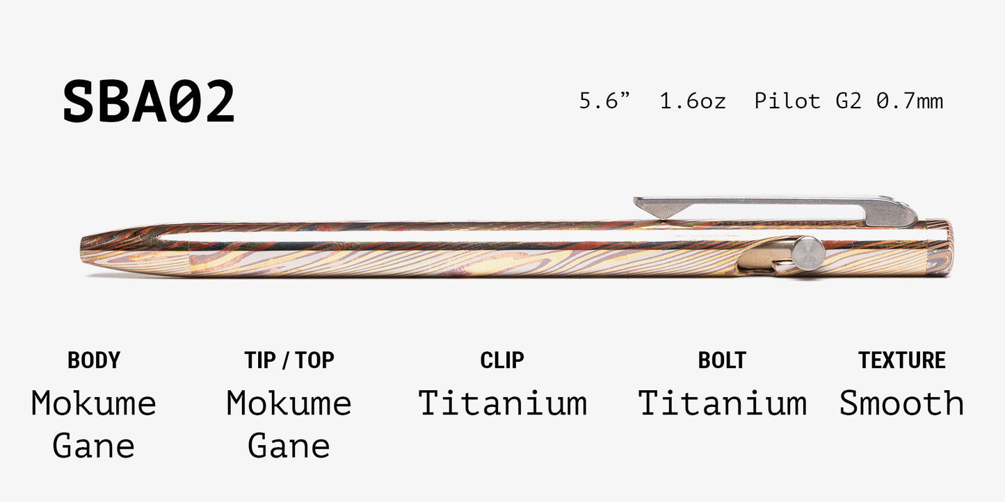 Full Mokume Gane Slim Bolt Action Pen