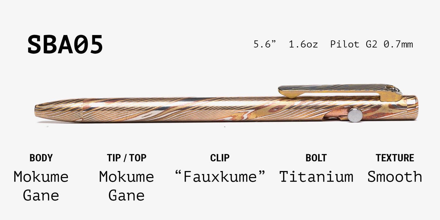 Full Mokume Gane Slim Bolt Action Pen