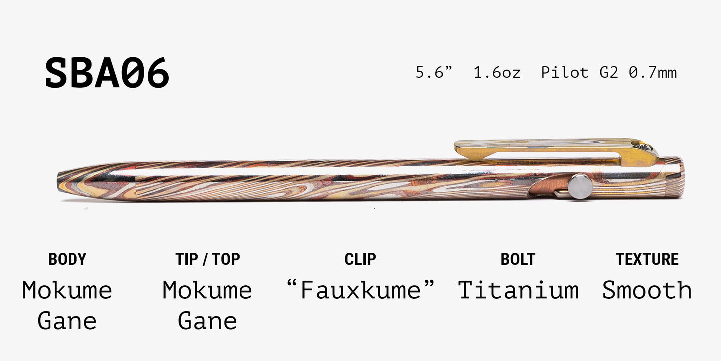 Full Mokume Gane Slim Bolt Action Pen