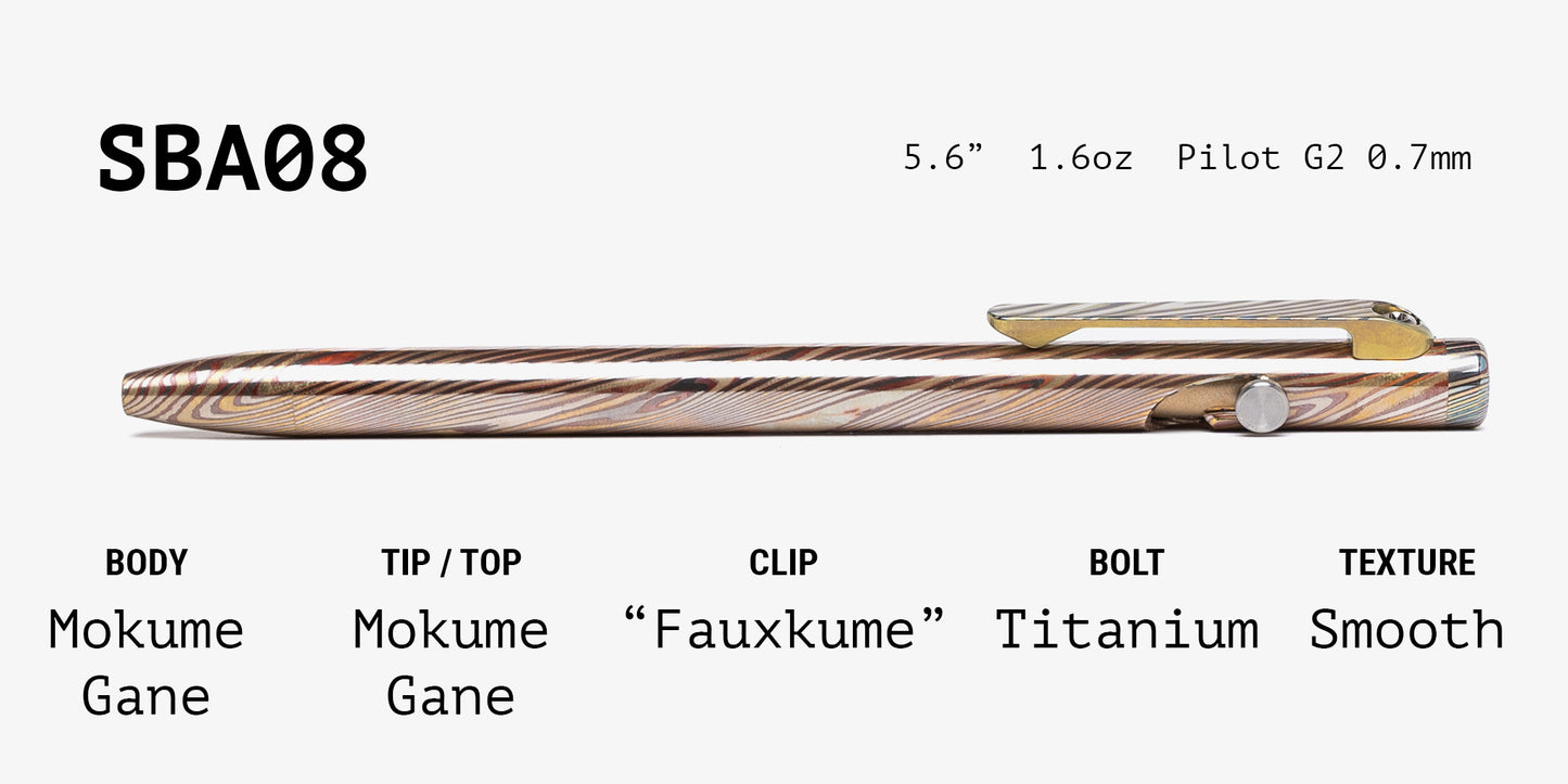 Full Mokume Gane Slim Bolt Action Pen