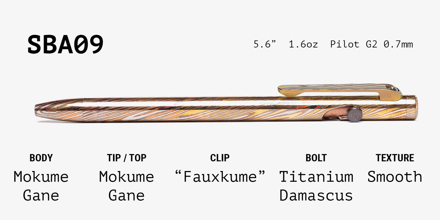 Full Mokume Gane Slim Bolt Action Pen