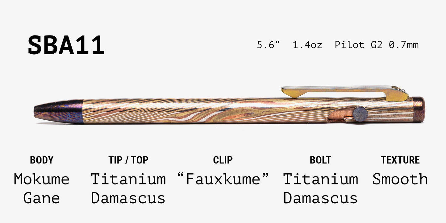 Full Mokume Gane Slim Bolt Action Pen