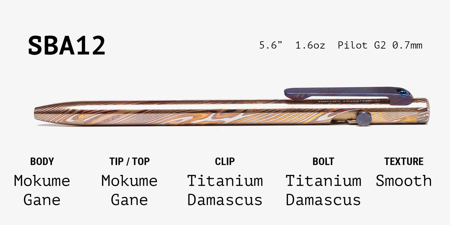 Full Mokume Gane Slim Bolt Action Pen