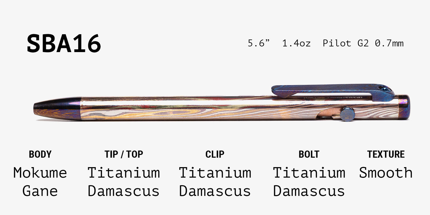 Full Mokume Gane Slim Bolt Action Pen