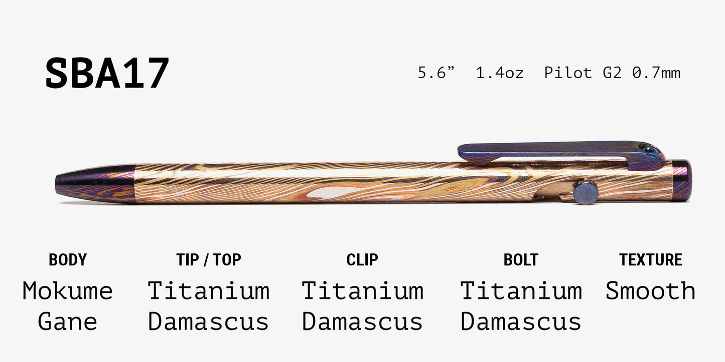 Full Mokume Gane Slim Bolt Action Pen