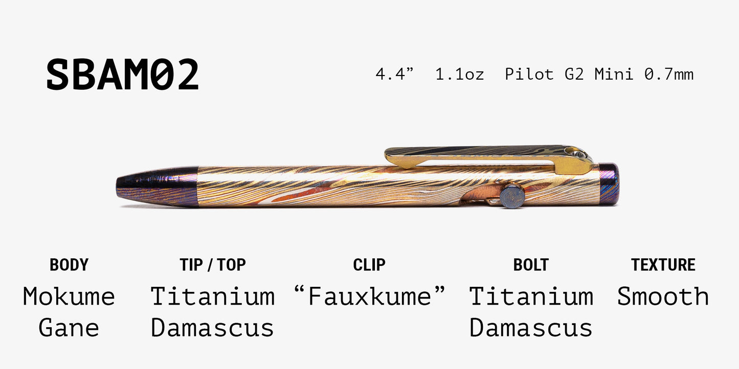 Full Mokume Gane Slim Bolt Action Pen