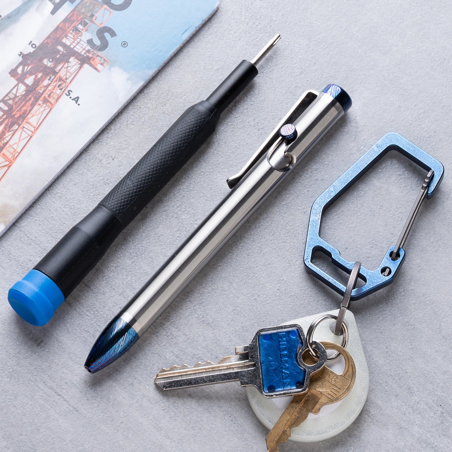 Titanium Damascus Bolt Action Pen