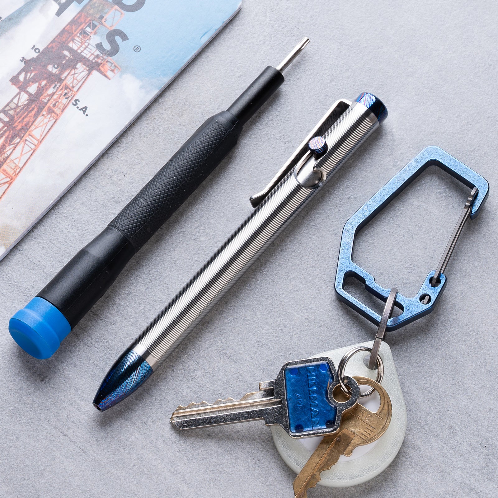 Titanium Damascus Bolt Action Pen