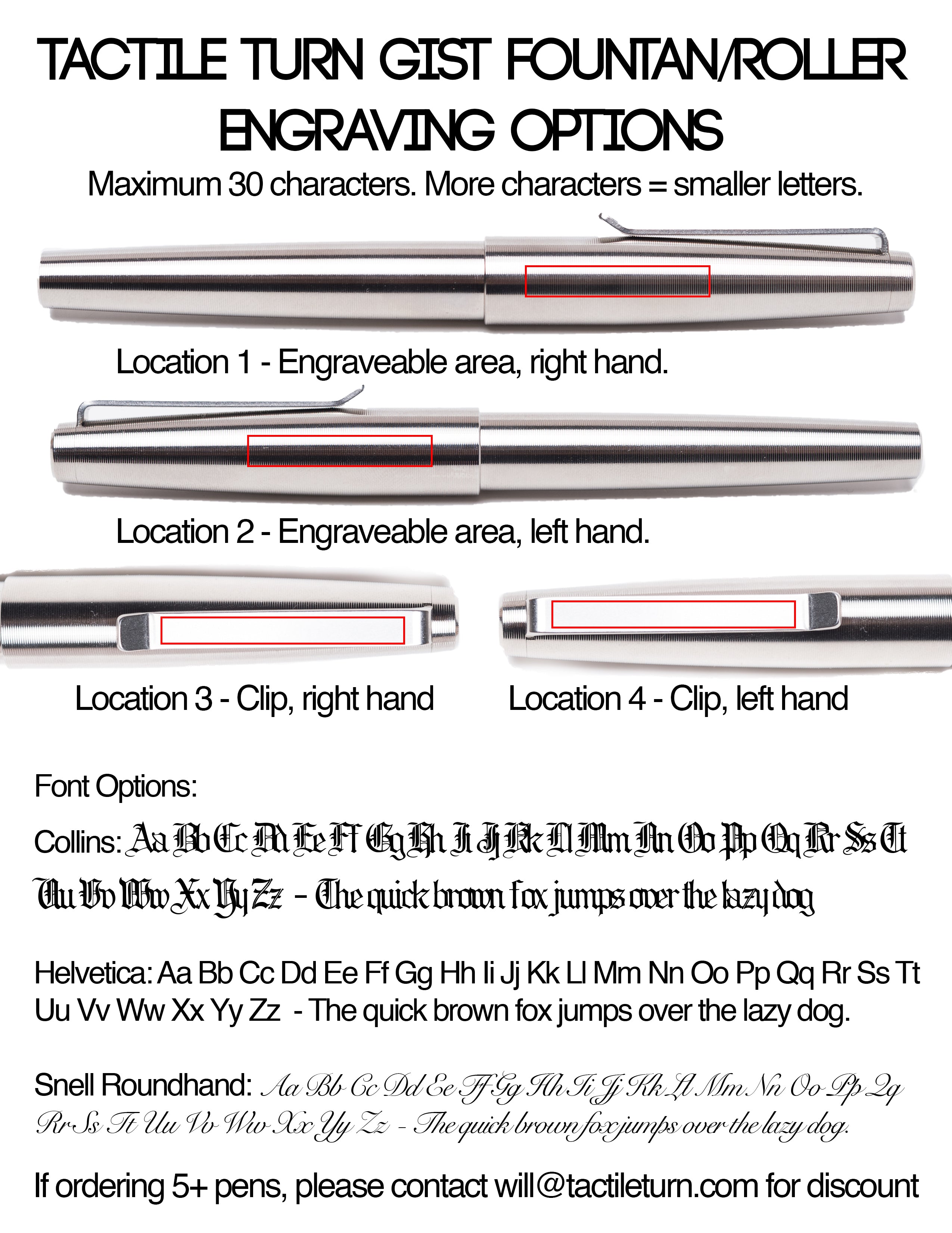 Custom Engraving Available for All Tactile Turn Rollerball Pens