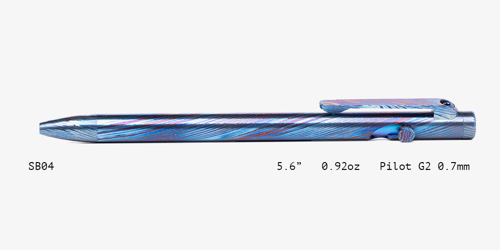 Full Titanium Damascus Slim Bolt Action Pens [Standard]