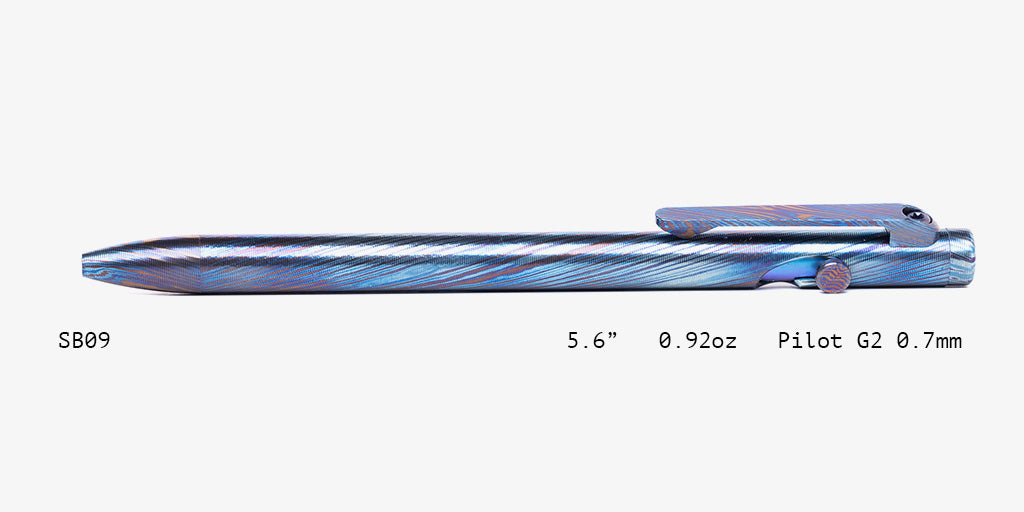Full Titanium Damascus Slim Bolt Action Pens [Standard]