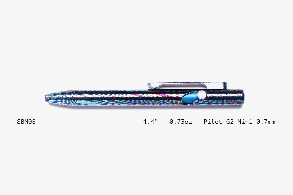 Full Titanium Damascus Slim Bolt Action Pens [Mini]