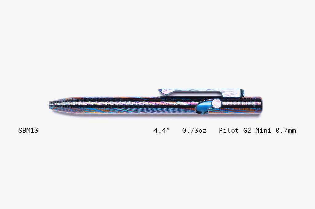 Full Titanium Damascus Slim Bolt Action Pens [Mini]