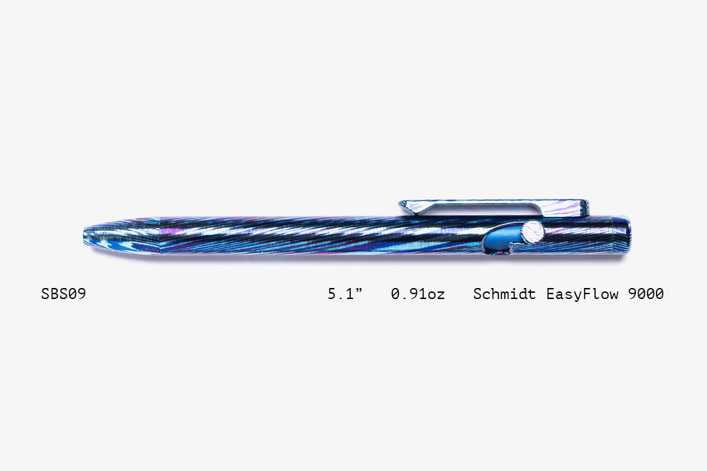 Full Titanium Damascus Slim Bolt Action Pens [Short]