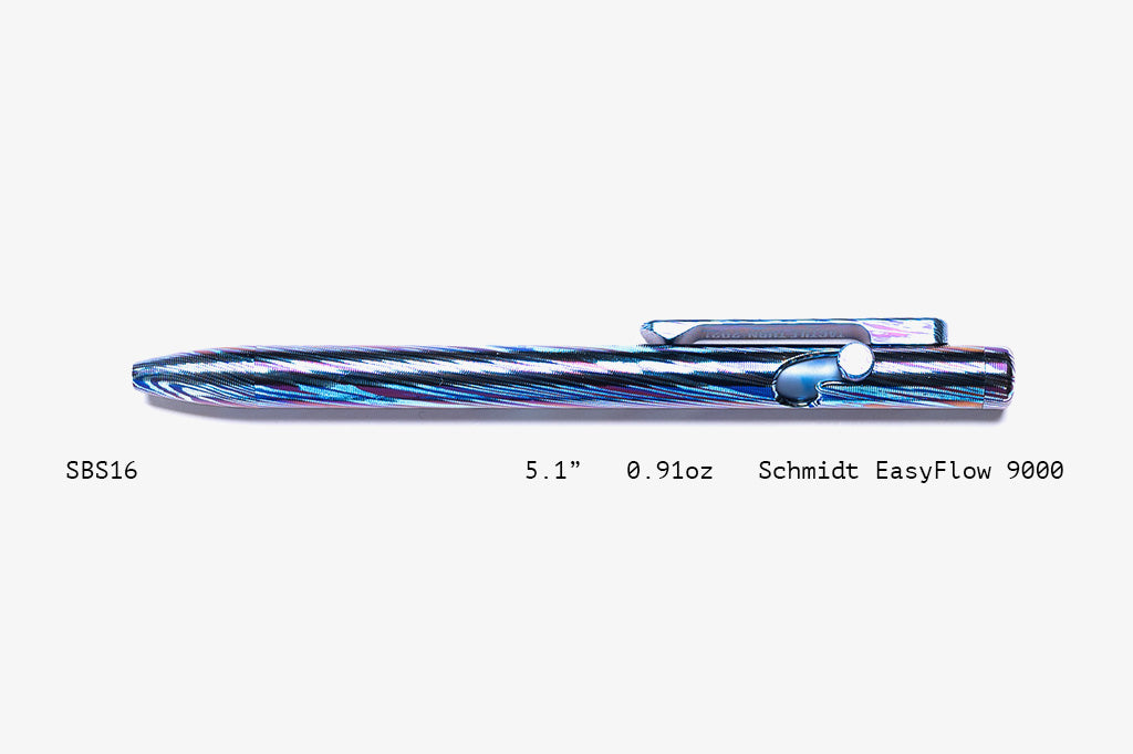 Full Titanium Damascus Slim Bolt Action Pens [Short]
